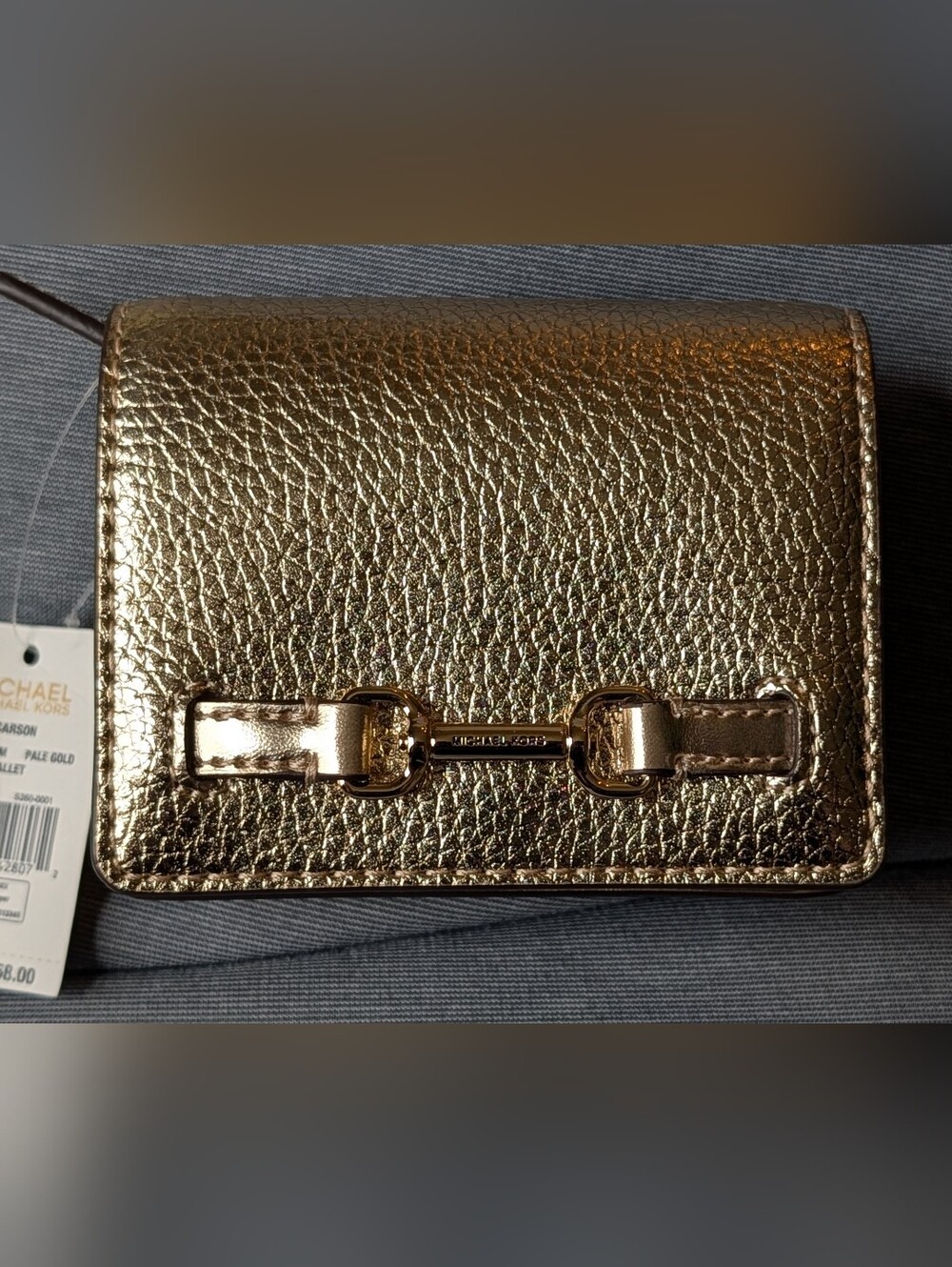 Michael Kors Shimmering Gold Metallic Leather Wristlet